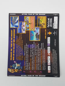 Spyro Year of the Dragon [Back Cover Art] - Playstation | PS1