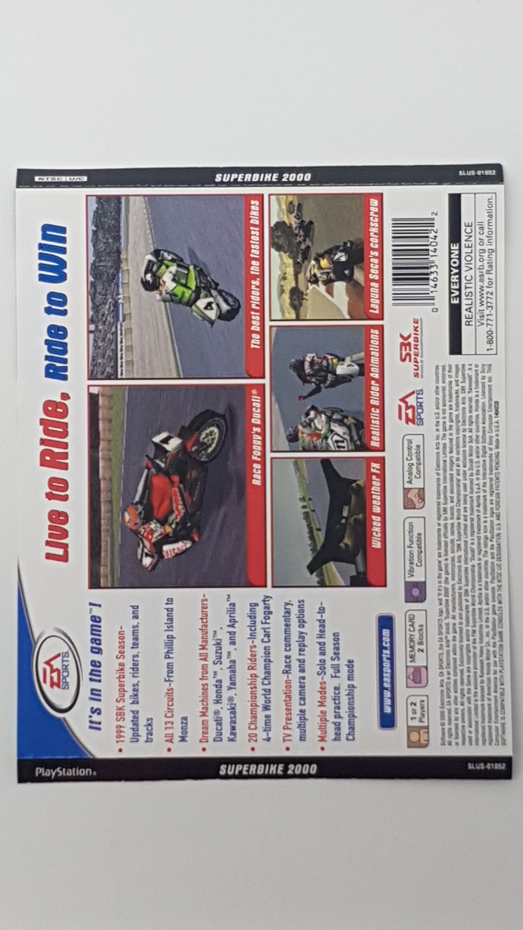 Superbike 2000 [Back Cover Art] - Sony Playstation 1 | PS1