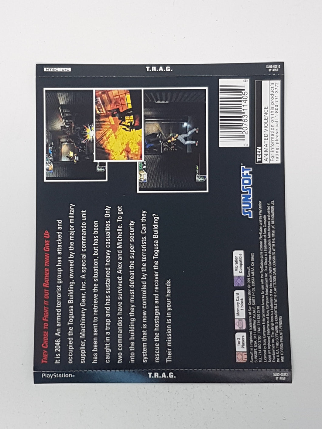 TRAG Mission of Mercy [Back Cover Art] - Sony Playstation 1 | PS1