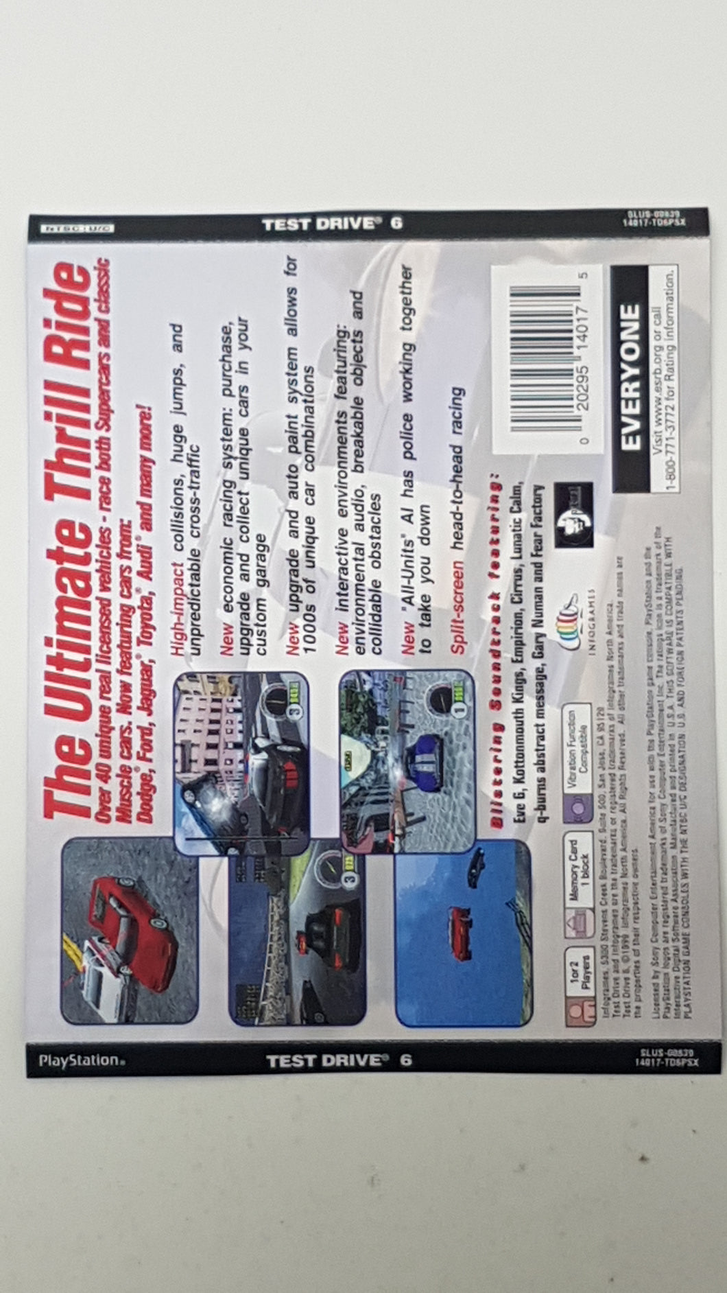 Test Drive 6 [Back Cover Art] - Sony Playstation 1 | PS1