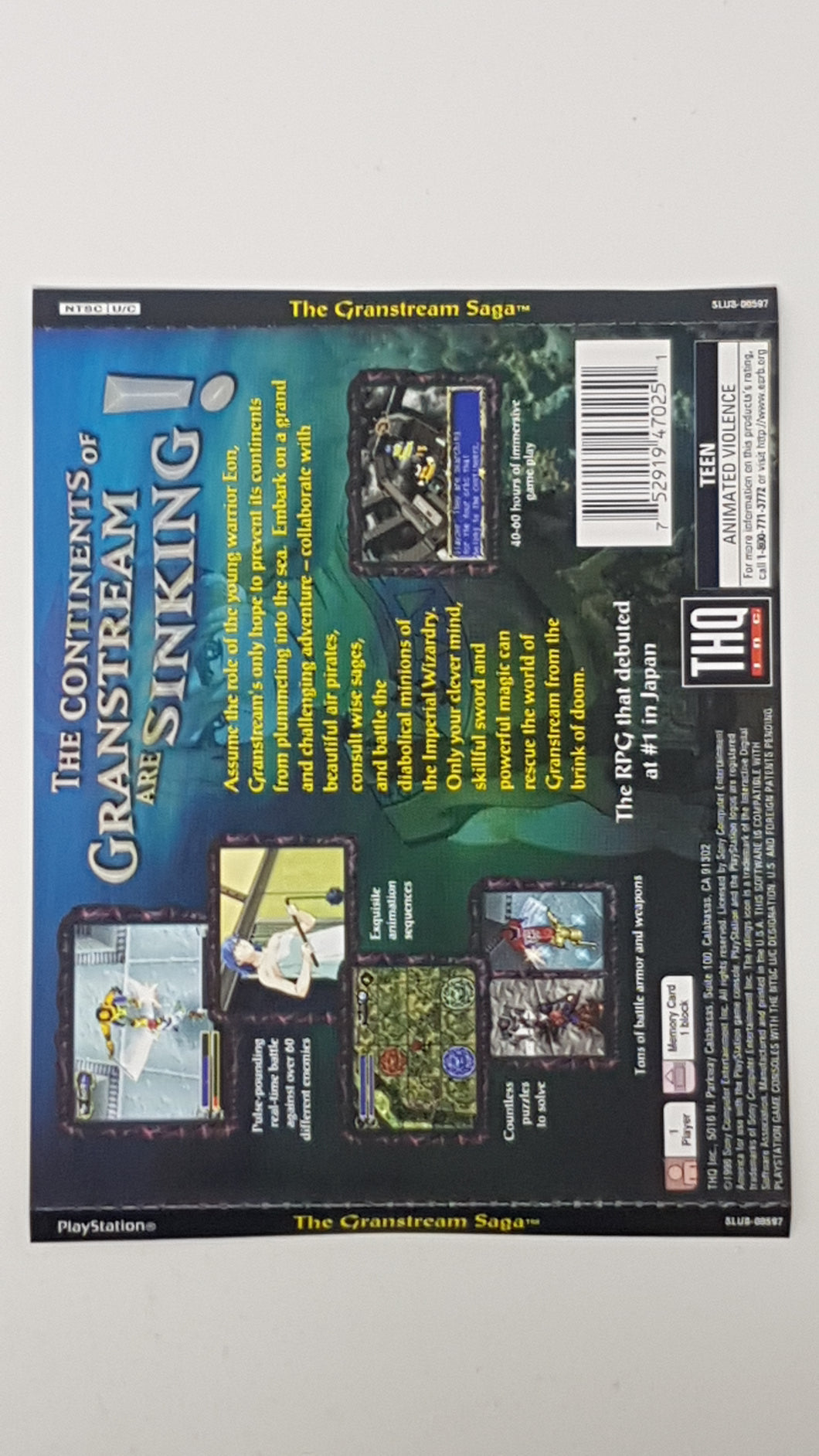 Granstream Saga [Back Cover Art] - Sony Playstation 1 | PS1