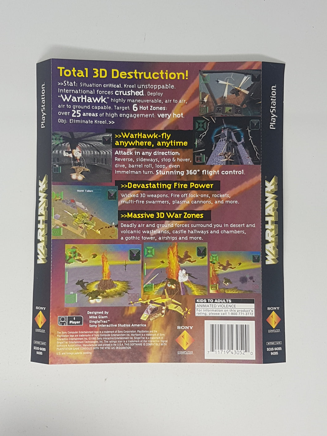 Warhawk [Back cover art] [Long Box] - Sony Playstation 1 | PS1