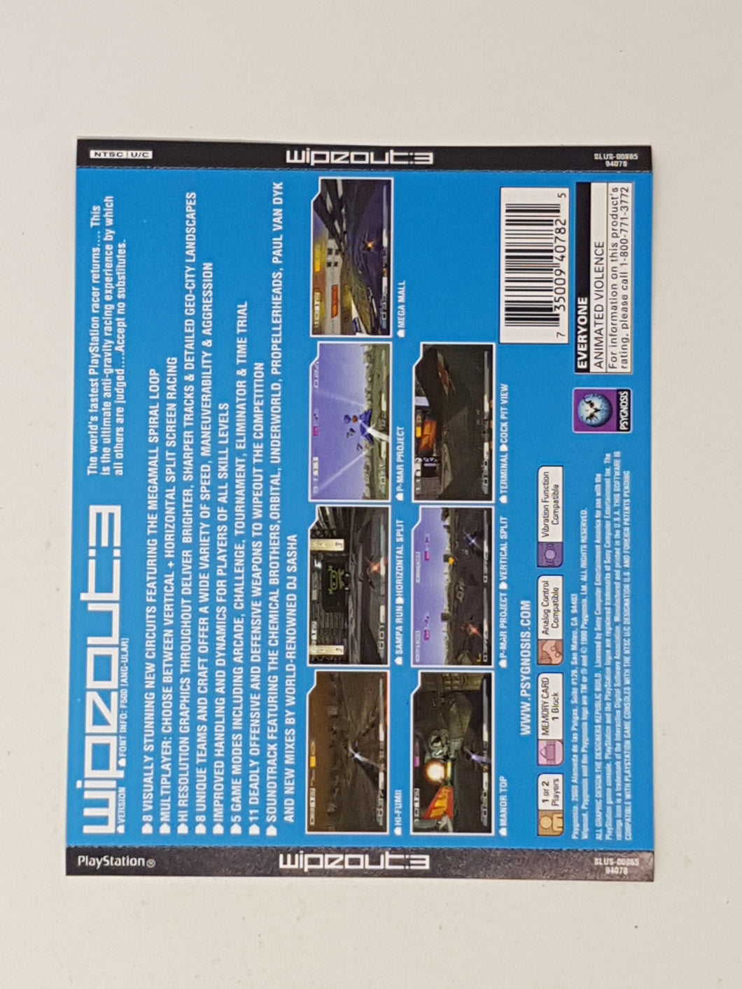 Wipeout 3 [Back Cover Art] - Sony Playstation 1 | PS1