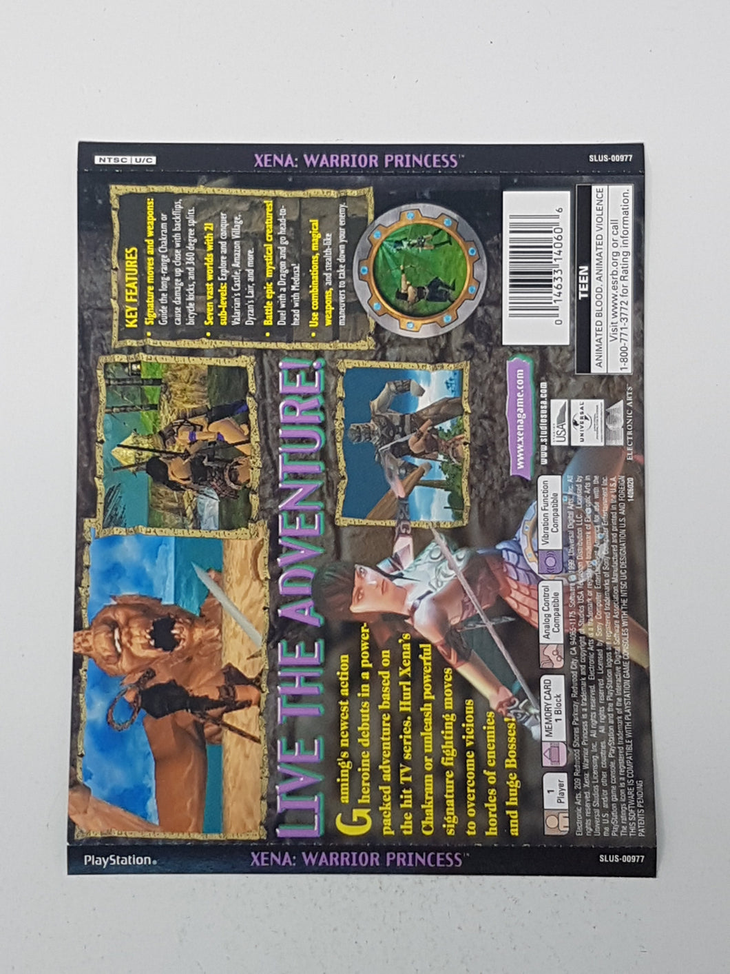 Xena : Warrior Princess [Back Cover Art] - Sony Playstation 1 | PS1