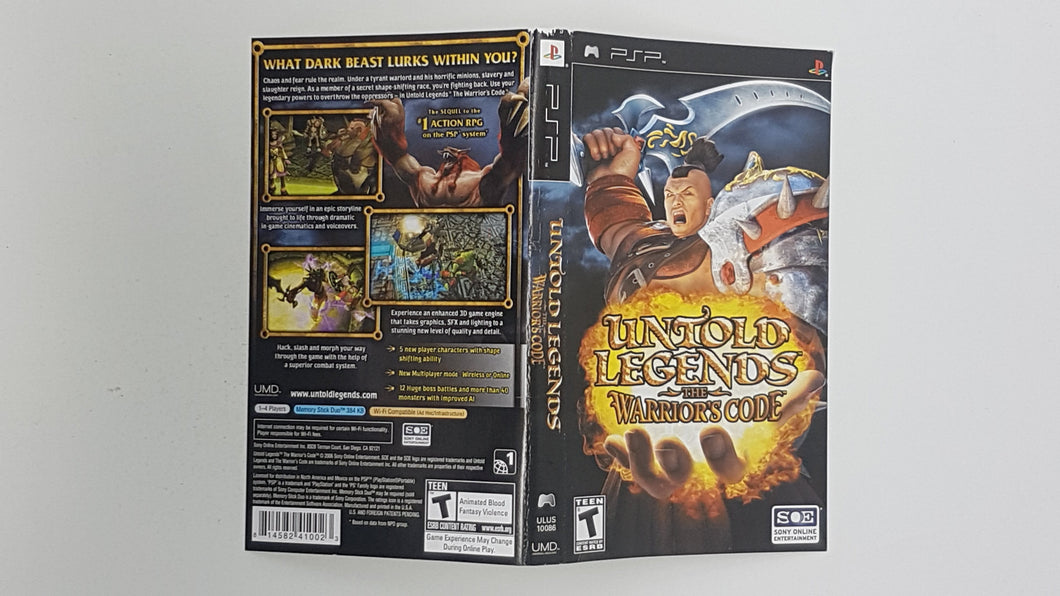 Untold Legends The Warrior's Code [Cover Art] - Sony PSP