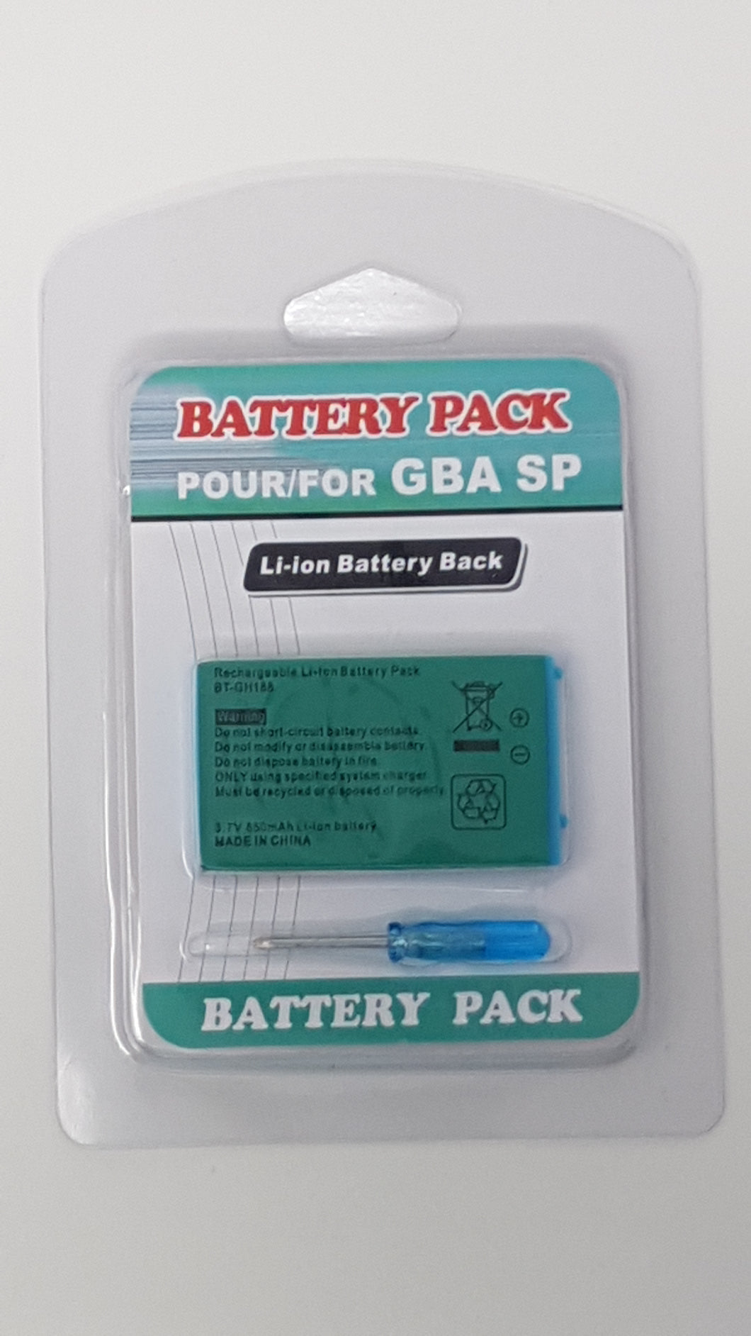 RECHARGEABLE BATTERY PACK + TOOL KIT FOR GBA SP