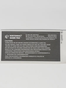 Replacement Rear Back Cartridge label for Nintendo 64 N64