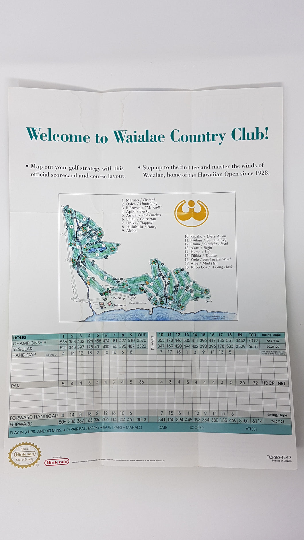 True Golf WAIALAE Country Club [Poster] -  Super Nintendo | SNES