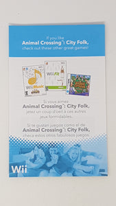 Animal Crossing City Folk Insert - Nintendo Wii