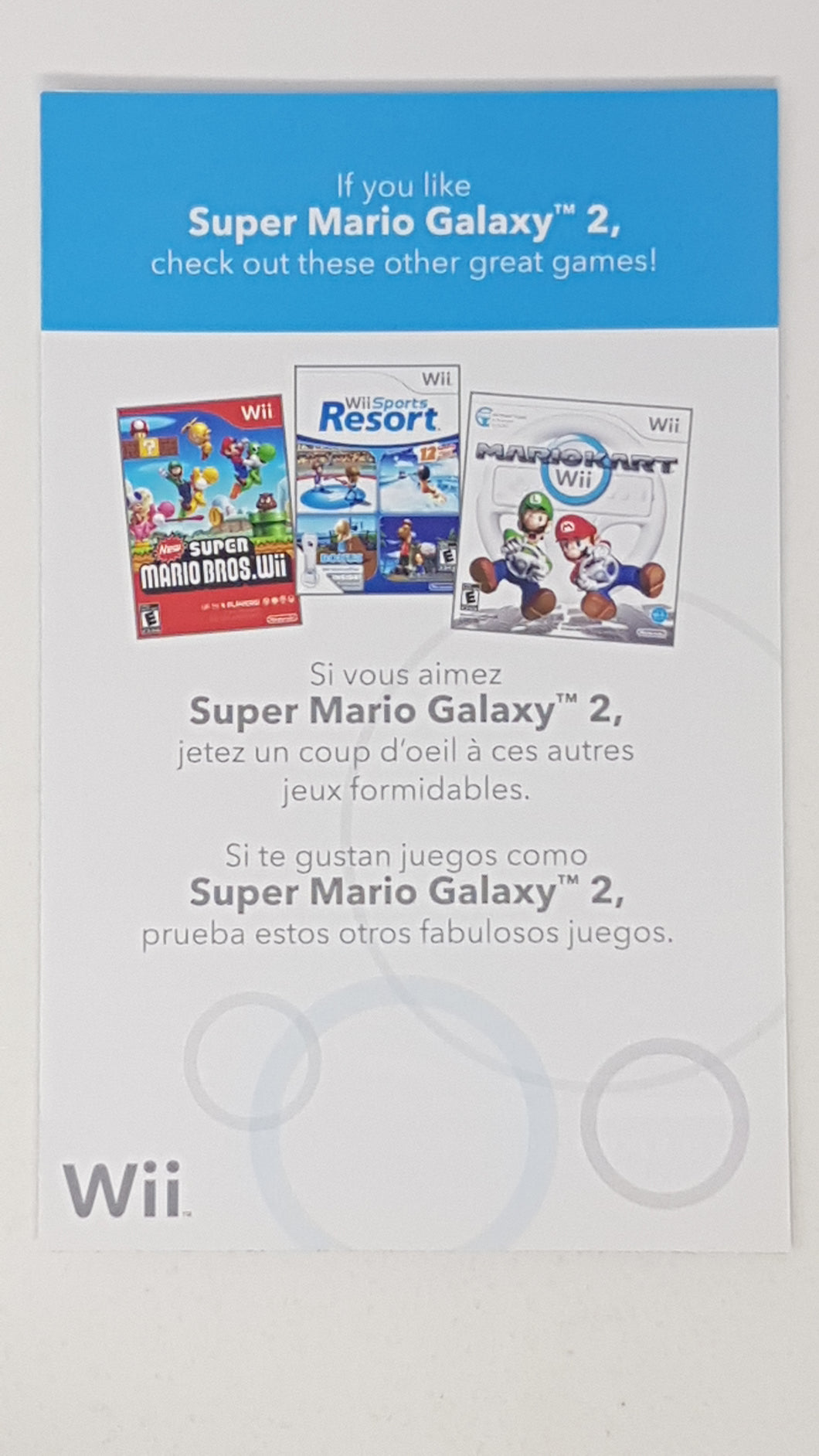 Super Mario Galaxy 2 Insert - Nintendo Wii