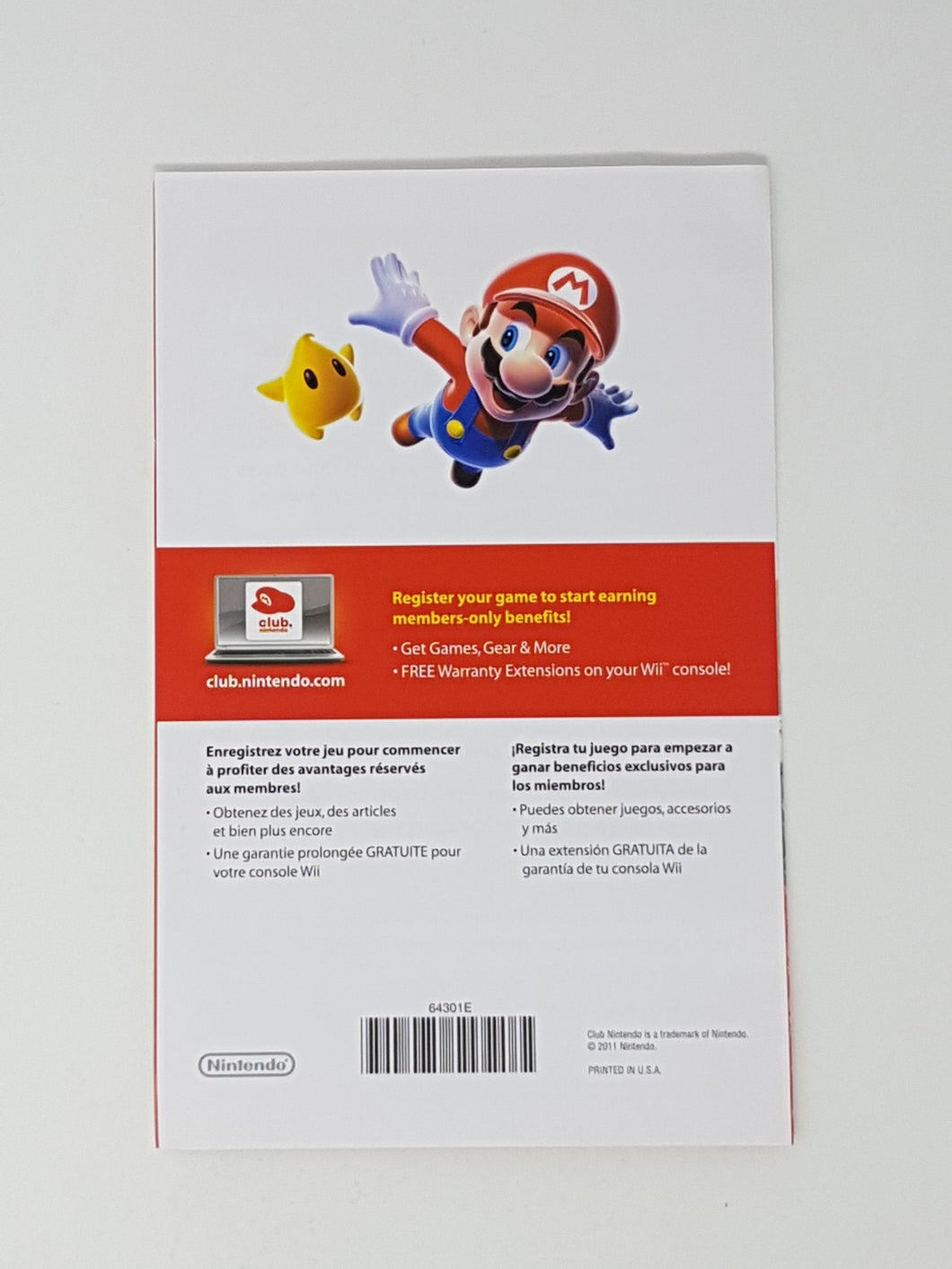 Super Mario Galaxy Club Nintendo Wii [Insertion] - Nintendo Wii