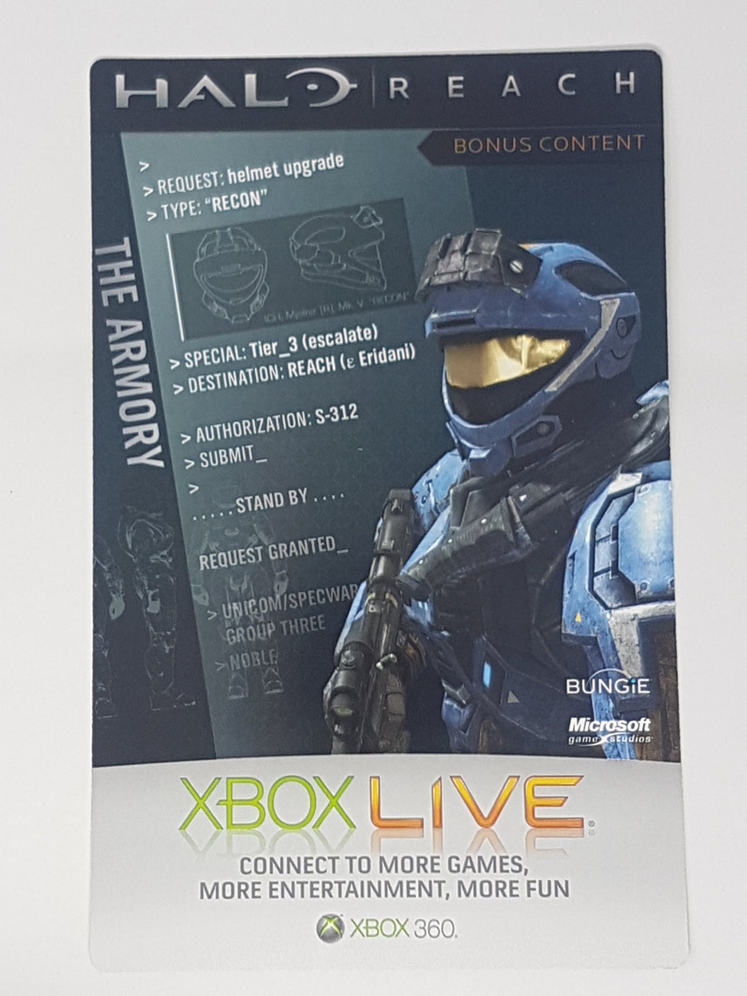 Halo Reach Bonus Content The Armory [Insert] - Microsoft Xbox 360