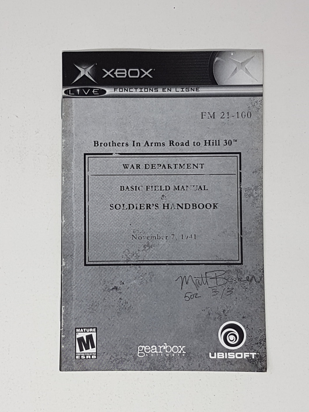 Brothers in Arms Road to Hill 30 [manuel] - Microsoft XBOX