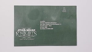 Star Wars Knights II Of the Old Republic Registration PostCard [Insert] - Microsoft Xbox